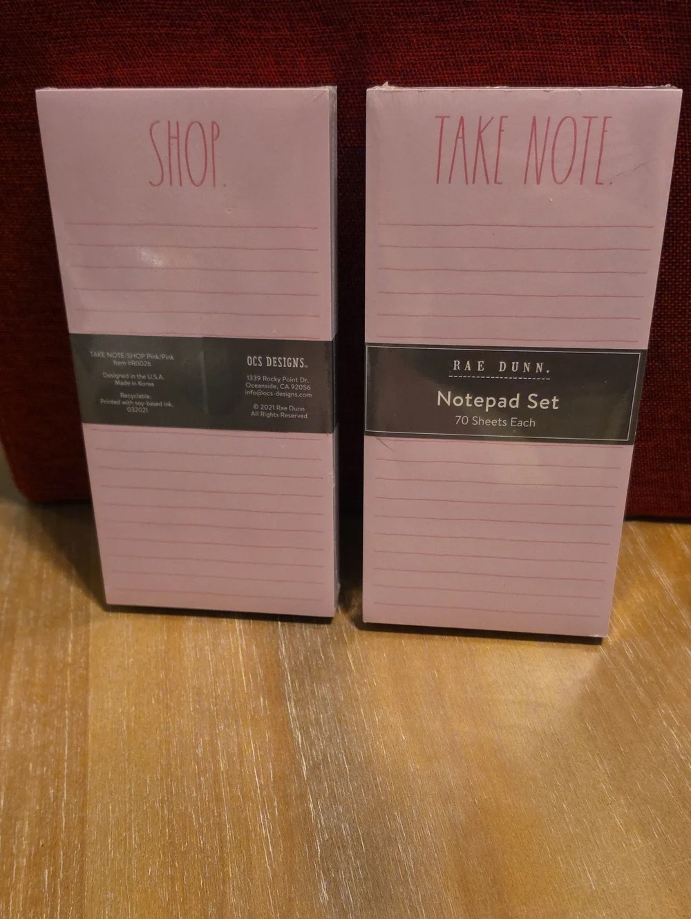 Rae Dunn Pink Notepad Set - 2-Pack